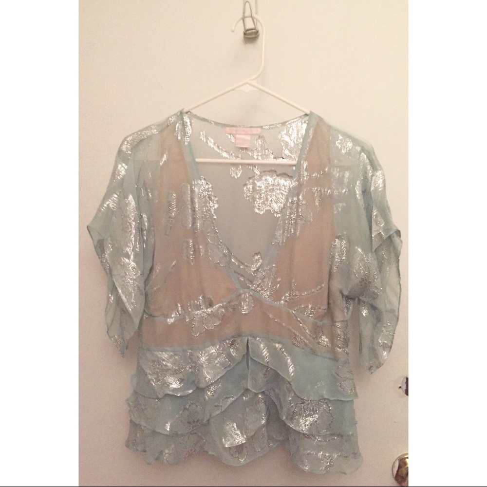 ✨Rebecca Taylor Silk/Metallic Tiered Top✨